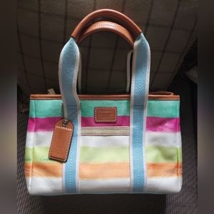 Coach Womens Multicolor Watercolor Stripes Signature Hampton Purse M0673-10025